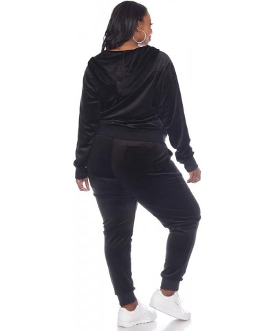 Women's Plus Size 2-Piece Velour Tracksuit Jogger Outfit Activewear Set Black $27.50 Activewear