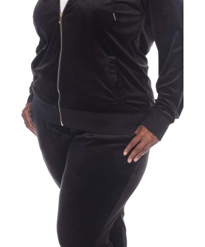 Women's Plus Size 2-Piece Velour Tracksuit Jogger Outfit Activewear Set Black $27.50 Activewear