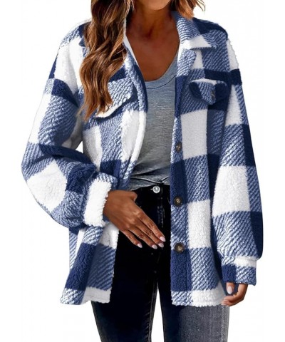 Fleece Jackets for Women 2023 Plaid Flannel Shacket Jacket Fall Winter Button Down Sherpa Outerwear Warm Coat Fashion Clothes...