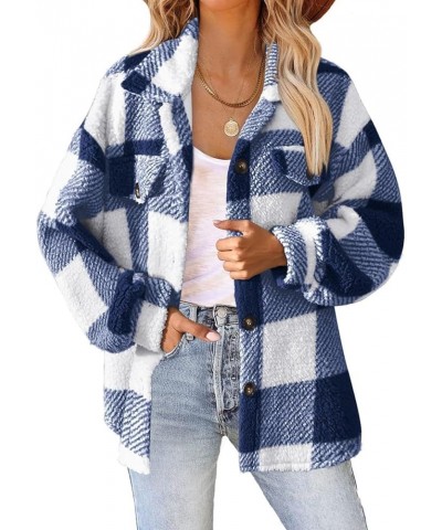 Fleece Jackets for Women 2023 Plaid Flannel Shacket Jacket Fall Winter Button Down Sherpa Outerwear Warm Coat Fashion Clothes...