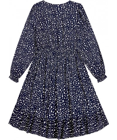 Women's Plus Size Ditsy Floral Print V Neck Ruffle Sleeve A Line Short Dress Navy Blue Solid $23.84 Dresses