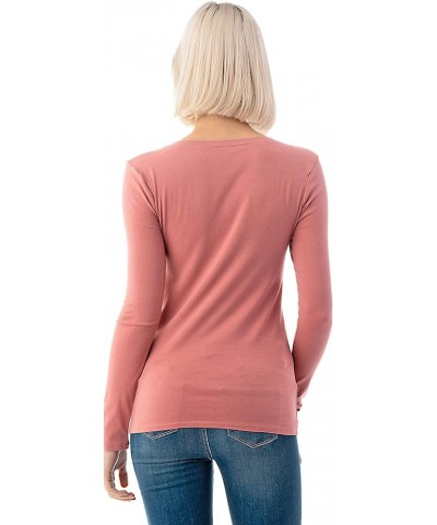 Basic V Neck Long Sleeve T-Shirts - Stretch Cotton Spandex Ashrose $10.63 T-Shirts