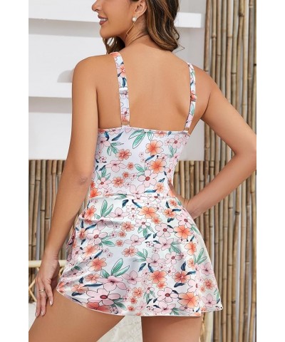 Women's Floral One Piece Swimdress Tummy Control Swimsuit Swim Dress Skirt Bathing Suits Pink-printing $20.62 Swimsuits