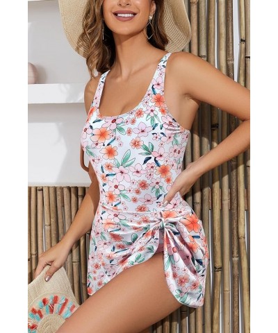 Women's Floral One Piece Swimdress Tummy Control Swimsuit Swim Dress Skirt Bathing Suits Pink-printing $20.62 Swimsuits