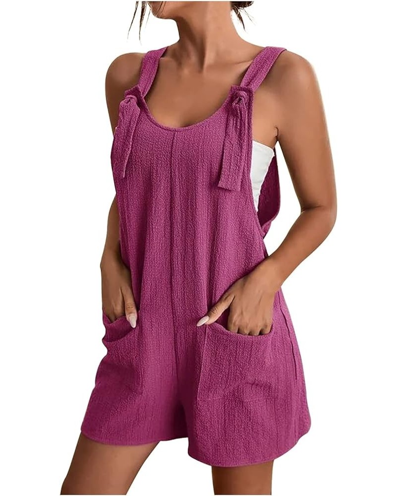 Womens Summer Short Jumpsuits Adjustable Strap Casual Rompers with Pockets Loose Fit Comfy Trendy Overalls 2023 6 Purple $8.0...