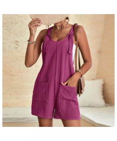 Womens Summer Short Jumpsuits Adjustable Strap Casual Rompers with Pockets Loose Fit Comfy Trendy Overalls 2023 6 Purple $8.0...