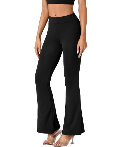 Women's Casual High Waist Flare Pants Solid Stretchy Bell Bottom Wide Leg Lounge Pants Trousers Black $17.97 Pants