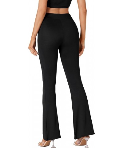 Women's Casual High Waist Flare Pants Solid Stretchy Bell Bottom Wide Leg Lounge Pants Trousers Black $17.97 Pants