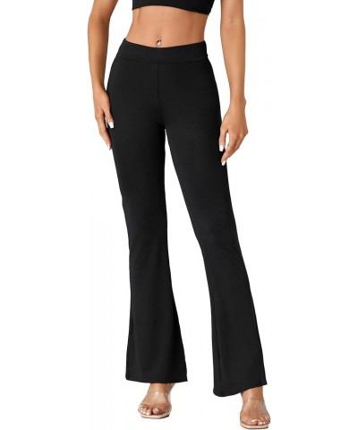 Women's Casual High Waist Flare Pants Solid Stretchy Bell Bottom Wide Leg Lounge Pants Trousers Black $17.97 Pants