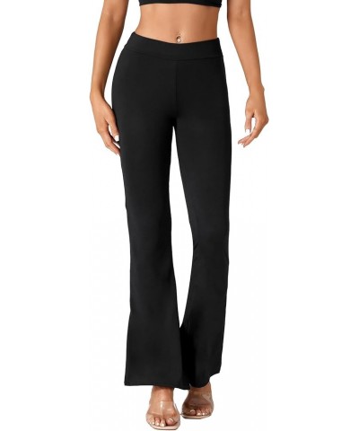 Women's Casual High Waist Flare Pants Solid Stretchy Bell Bottom Wide Leg Lounge Pants Trousers Black $17.97 Pants