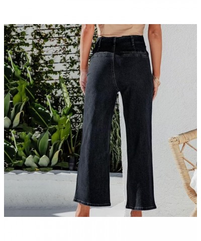 Womens Casual Balloon Pants Wide Leg Mid Waist Cropped Denim Pants Y2k Boyfriend Loose Fit Baggy Jeans with Pockets 07 Black ...