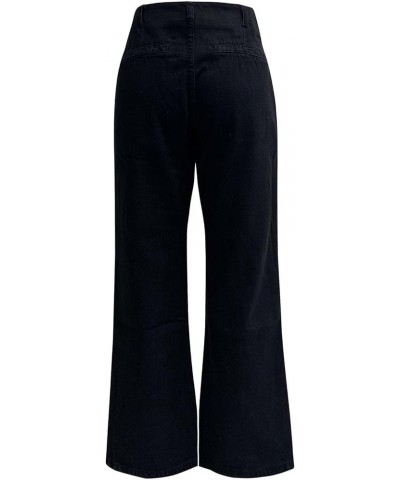 Womens Casual Balloon Pants Wide Leg Mid Waist Cropped Denim Pants Y2k Boyfriend Loose Fit Baggy Jeans with Pockets 07 Black ...