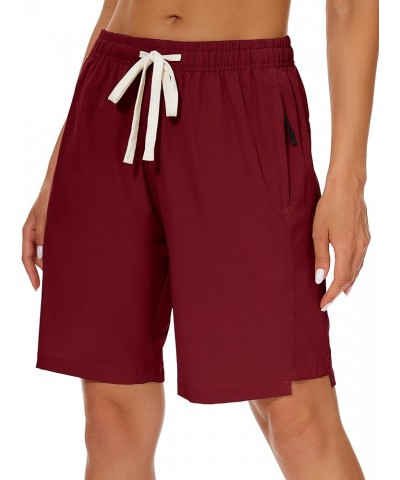 Women's Hiking Cargo Shorts Quick Dry Lightweight Shorts for Women Golf Travel Athletic Shorts Wine Red $11.20 Shorts