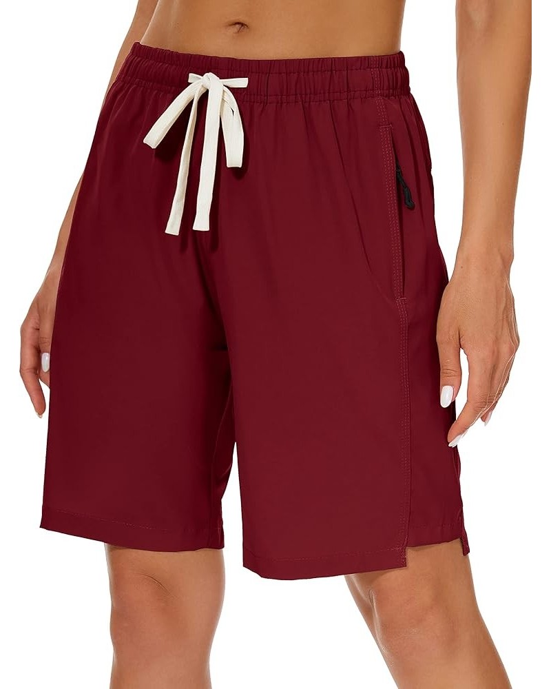 Women's Hiking Cargo Shorts Quick Dry Lightweight Shorts for Women Golf Travel Athletic Shorts Wine Red $11.20 Shorts