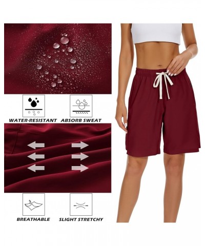 Women's Hiking Cargo Shorts Quick Dry Lightweight Shorts for Women Golf Travel Athletic Shorts Wine Red $11.20 Shorts