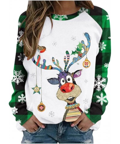 Ugly Christmas Sweaters For Women,Long Sleeve Shirts Fashion Casual Cute Blouse Plus Size Tops Crewneck Sweatshirts C Green $...