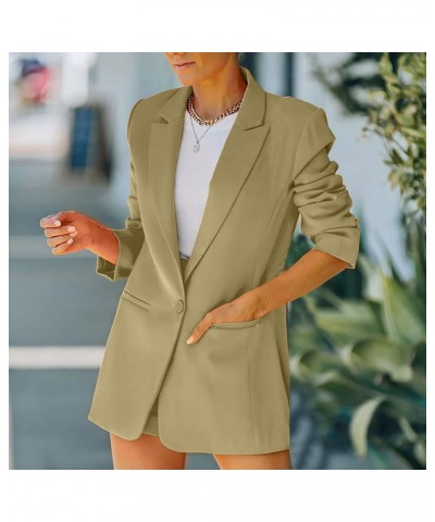 Blazers for Women Business Casual Long Sleeve Suit Jacket Button Business Casual Blazer Lightweight Elegant Tops Khaki $6.22 ...