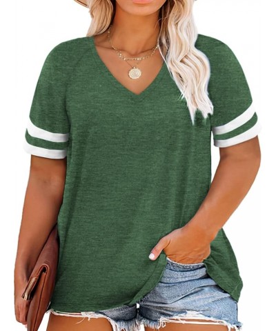 Womens Plus Size Tops Short Sleeve Summer T Shirts Casual Tunics XL-4XL 01_green $12.00 Shirts