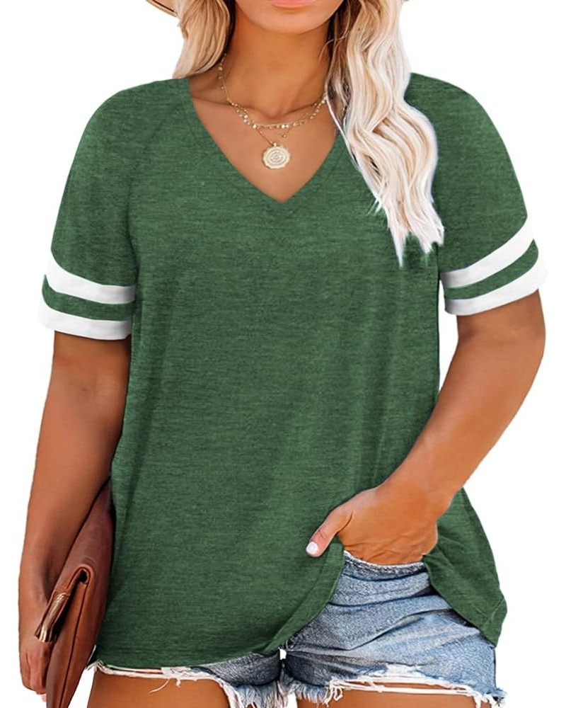 Womens Plus Size Tops Short Sleeve Summer T Shirts Casual Tunics XL-4XL 01_green $12.00 Shirts