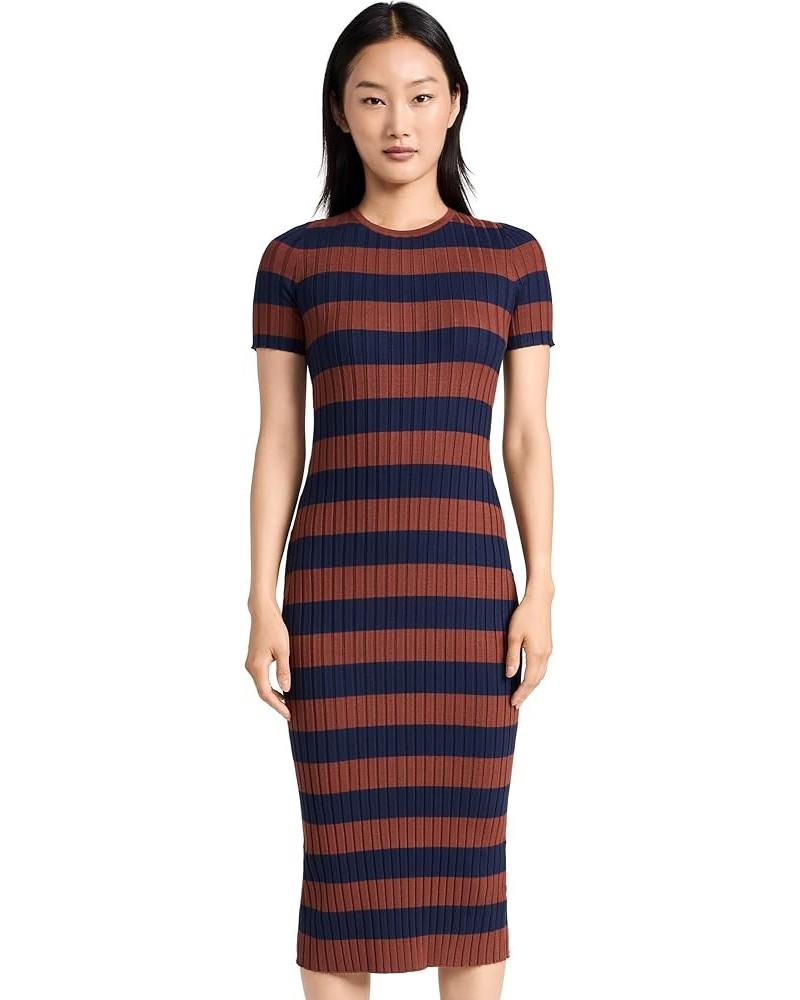 Women's Ribbed Midi Sweater Dress in Stripe Fresh Blueberry $29.90 Dresses