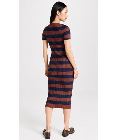 Women's Ribbed Midi Sweater Dress in Stripe Fresh Blueberry $29.90 Dresses