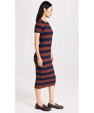 Women's Ribbed Midi Sweater Dress in Stripe Fresh Blueberry $29.90 Dresses