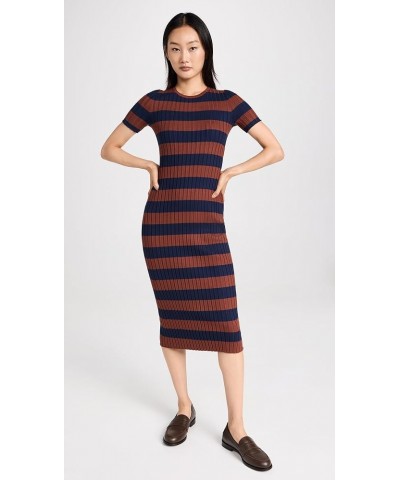 Women's Ribbed Midi Sweater Dress in Stripe Fresh Blueberry $29.90 Dresses