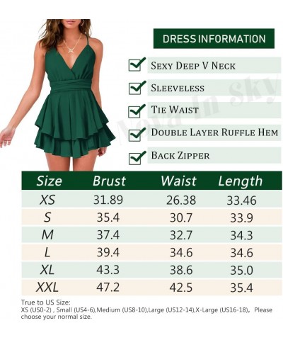 Women's 2024 Summer Swing Mini Dress Casual Sleeveless V Neck Spaghetti Strap Tiered Mini Beach Sun Dresses Army Green-c $18....