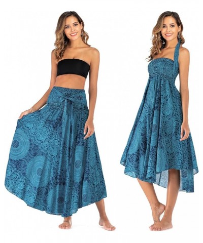 Women Bohemian Mandala Floral Print Rayon Hippie Maxi Skirt Boho Summer Beach Dress Mandala Floral 13 $12.74 Skirts