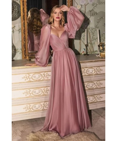 Long Sleeve Brdiesmaid Dresses for Wedding Off Shoulder Evening Gowns for Women Pleated Chiffon Prom Dresses CXL056 Gray $26....