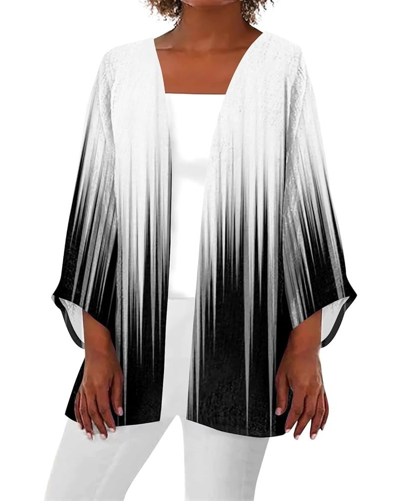 Lightweight Summer Cardigan for Women 3/4 Sleeves Cotton Linen Open Front Cardigans Casual Kimono Beach Cover Ups B White $10...