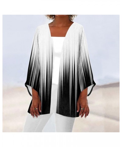 Lightweight Summer Cardigan for Women 3/4 Sleeves Cotton Linen Open Front Cardigans Casual Kimono Beach Cover Ups B White $10...