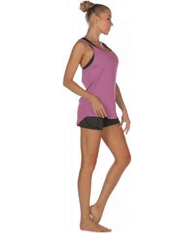 Workout Tank Tops for Women - Athletic Yoga Tops Open Back Strappy Running Shirts (Pack of 2) Mellow Mauve/Pistachio Green $1...