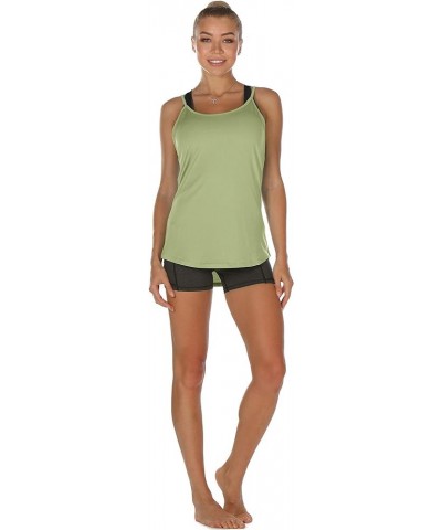 Workout Tank Tops for Women - Athletic Yoga Tops Open Back Strappy Running Shirts (Pack of 2) Mellow Mauve/Pistachio Green $1...