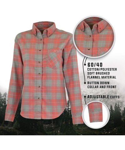 Women's Petite Flannel, Buffalo Plaid Shirts Coral Buffalo Check $14.74 Blouses