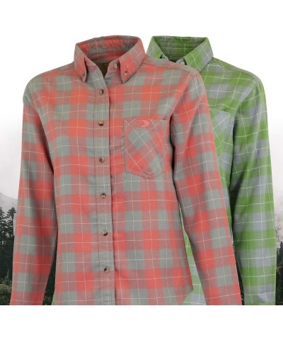 Women's Petite Flannel, Buffalo Plaid Shirts Coral Buffalo Check $14.74 Blouses