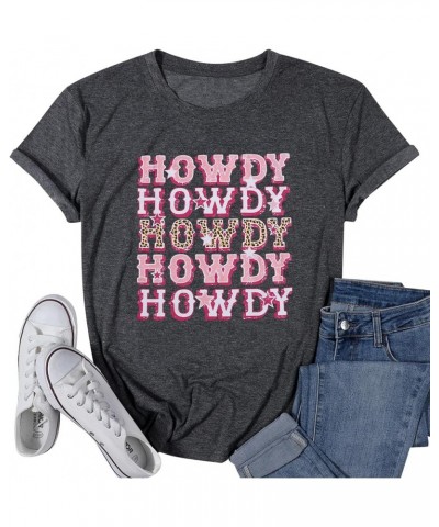 Howdy Cowgirl Shirt Women Western Southern Retro Shirt Cute Country Music Graphic Tees Summer Colorful Shirt Dark Grey $9.02 ...