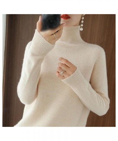 Women's Solid Turtleneck Cashmere Knit Sweater, Cream Turtleneck Sweater, Christmas Sweaters for Women Blue $12.49 Sweaters