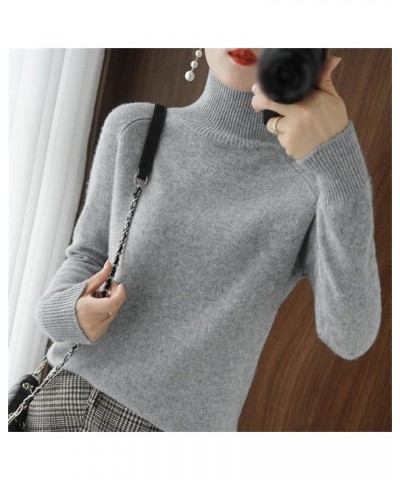 Women's Solid Turtleneck Cashmere Knit Sweater, Cream Turtleneck Sweater, Christmas Sweaters for Women Blue $12.49 Sweaters