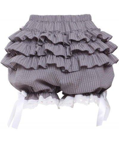 Womens Y2k Cute Lace Layered Shorts Soft Ruffle Plaid Elastic Bottoms Fairy Teens egirls Outfits Gray $5.00 Shorts