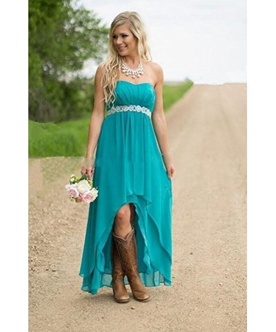 Women's Country Style Bridesmaid Dress Hi-Low Sweetheart Chiffon Prom Dresses White $30.75 Dresses