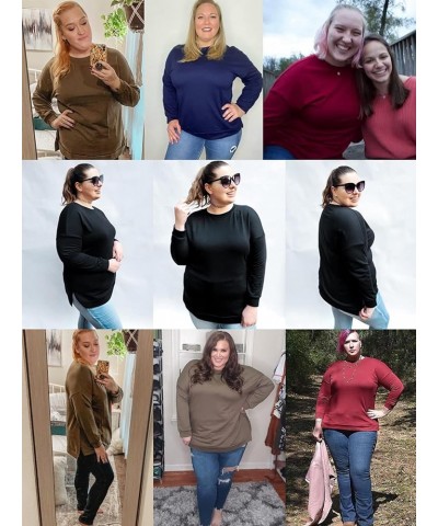 Plus-Size Sweatshirts for Women Casual Tops Side Slit Pullovers Shirts Wine Red $10.54 Hoodies & Sweatshirts