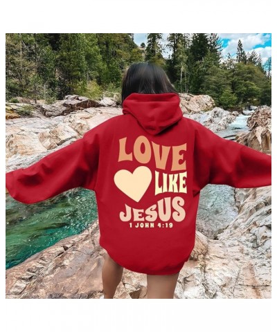 Bible Verse Hoodies for Women Long Sleev Letter Print Jesus Faith Shirts Funny Oversized Sweaters Comfy Fall Clothes Outfits ...