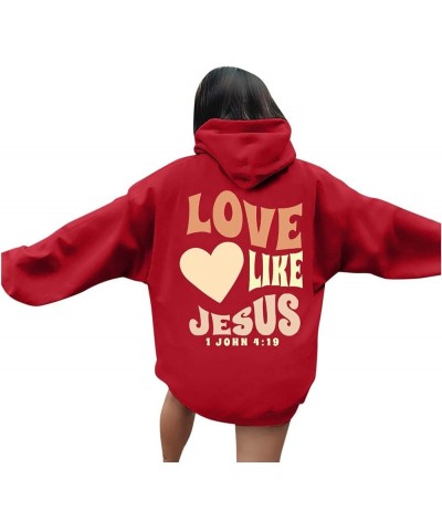 Bible Verse Hoodies for Women Long Sleev Letter Print Jesus Faith Shirts Funny Oversized Sweaters Comfy Fall Clothes Outfits ...