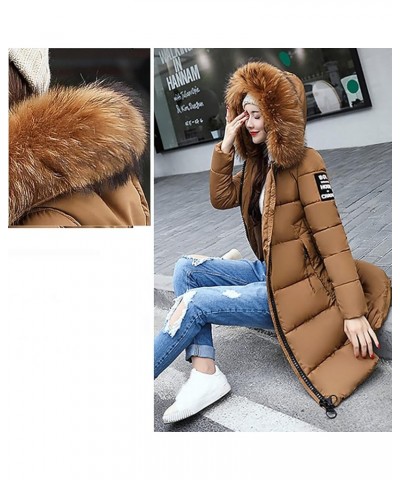 Winter Coats for Women Down Jacket Full Zip Belted Hooded Long Puffer Coat Quilted Maxi Parka Outerwear with Fur Hood A02_cof...