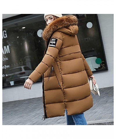 Winter Coats for Women Down Jacket Full Zip Belted Hooded Long Puffer Coat Quilted Maxi Parka Outerwear with Fur Hood A02_cof...