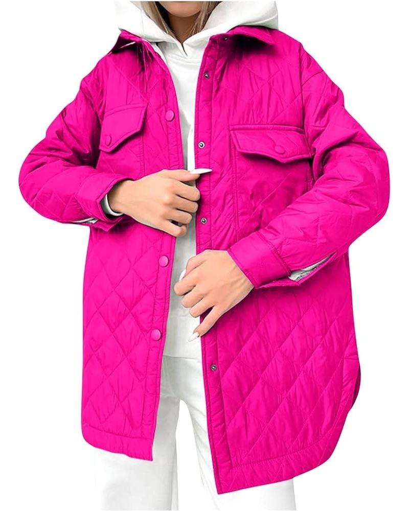 Women's Plain Colour Fashion Outwears Long-Sleeved Warm Coats Autumn and Winter All-Match Jackets Small Hot Pink $17.07 Jackets