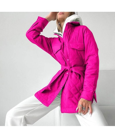 Women's Plain Colour Fashion Outwears Long-Sleeved Warm Coats Autumn and Winter All-Match Jackets Small Hot Pink $17.07 Jackets