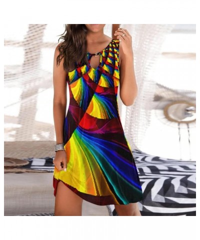 Casual Summer Dresses for Women Sexy Tie Dye Hollow Out O-Neck Sleeveless A-Line Vintage Beach Sundresses Hawaiian Tank Dress...