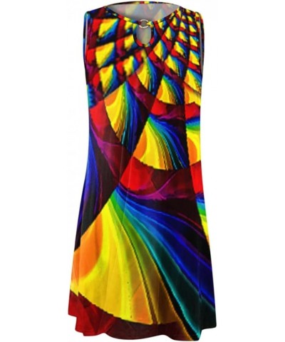 Casual Summer Dresses for Women Sexy Tie Dye Hollow Out O-Neck Sleeveless A-Line Vintage Beach Sundresses Hawaiian Tank Dress...